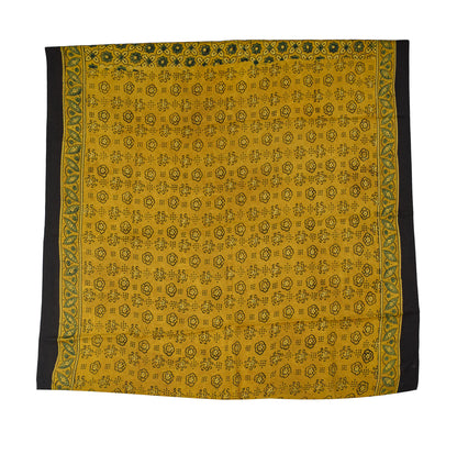 Ajrakh Modal Silk Natural Dye Golden Border Hand Block Print Saree with Blouse Piece - 5.5 Mtr Length    -  SKU : MS05C01B
