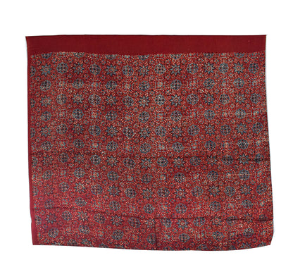 Plain Dyeing Modal Silk Natural Dye Ajrakh Pallu Hand Block Print Saree with Blouse Piece - 5.5 Mtr Length    -  SKU : 0050-BLMR