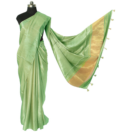 Plain Dyeing Modal Silk Lagdi Patto with Tassels Saree with Blouse Piece - 5.5 Mtr Length    -  SKU : ZD28A01A