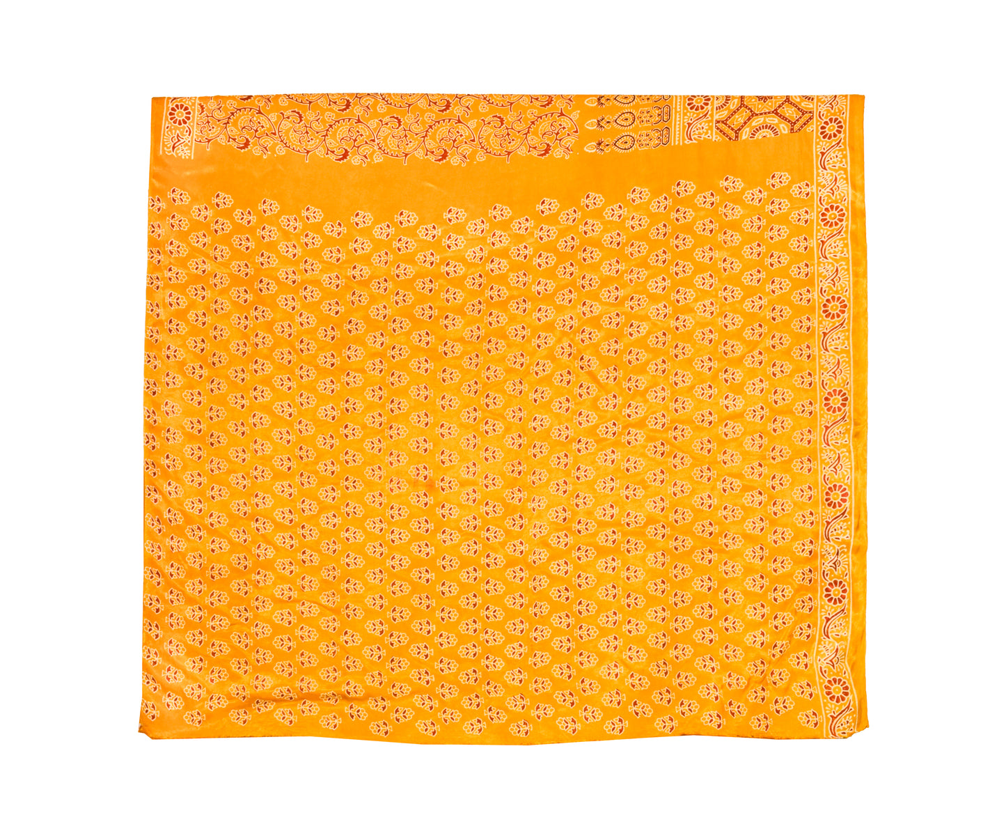 Ajrakh Modal Silk Nepthol Dye Gharchola Design Hand Block Print Saree   with Golden Border  - With Blouse Piece - 6 Mtr Length    -  SKU : KK11A01E