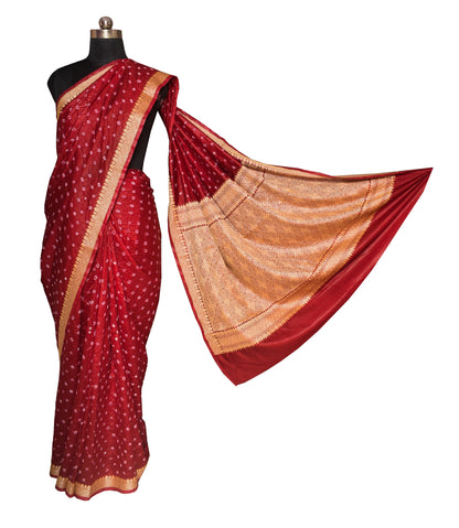 Bandhej ( Tie-Dye) Dupian Silk Designer Saree  with Nakshi Border  - 6 Mtr Length    -  SKU : ZD28B01B
