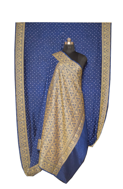 Bandhej ( Tie-Dye) Dupian Silk Designer Saree  with Nakshi Border  - 6 Mtr Length    -  SKU : ZD28B01C