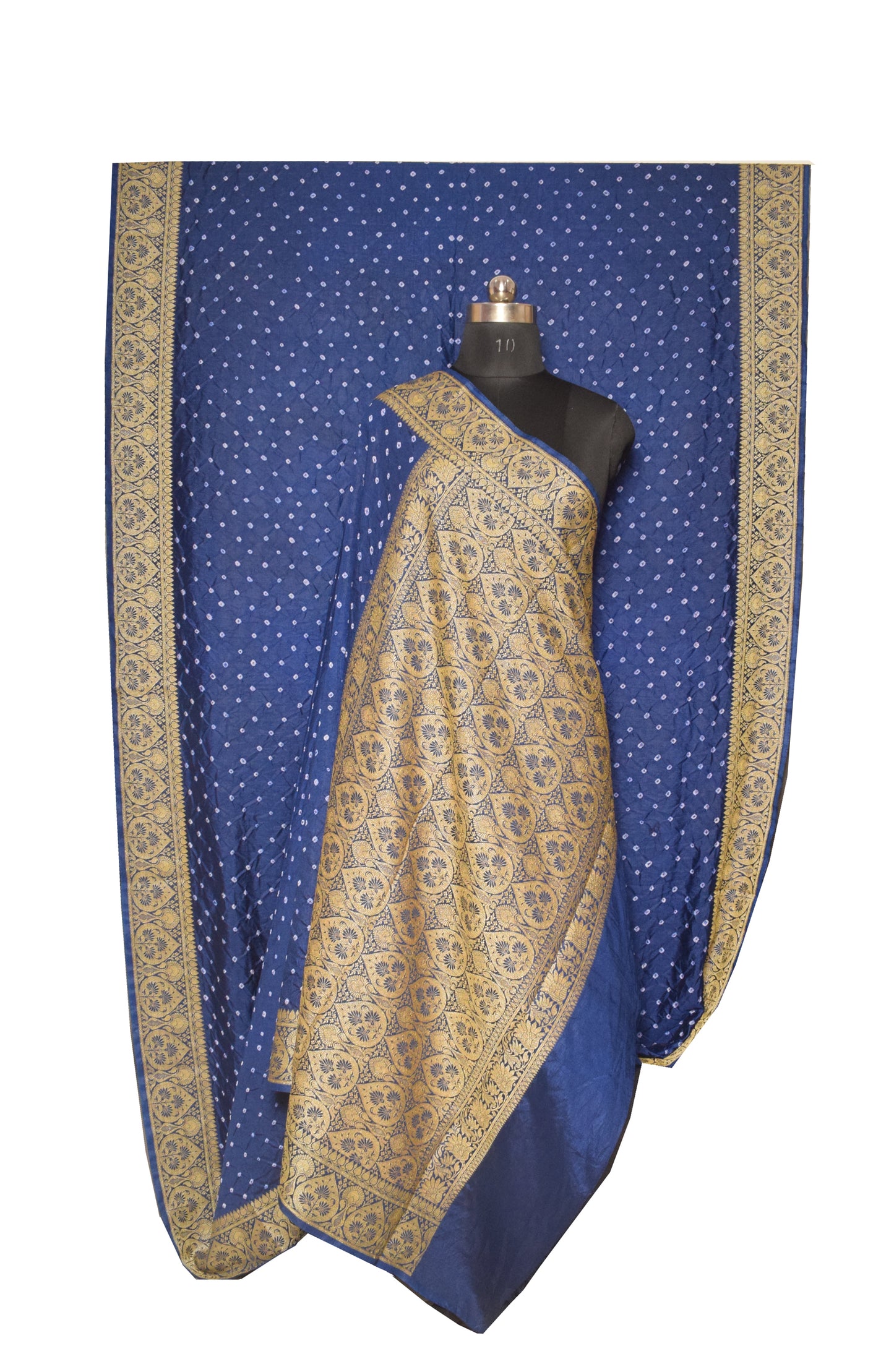 Bandhej ( Tie-Dye) Dupian Silk Designer Saree  with Nakshi Border  - 5.5 Mtr Length + 0.85 Mtr Blouse Piece    -  SKU : ZD28B01C