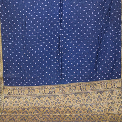 Bandhej ( Tie-Dye) Dupian Silk Designer Saree  with Nakshi Border  - 5.5 Mtr Length + 0.85 Mtr Blouse Piece    -  SKU : ZD28B01C