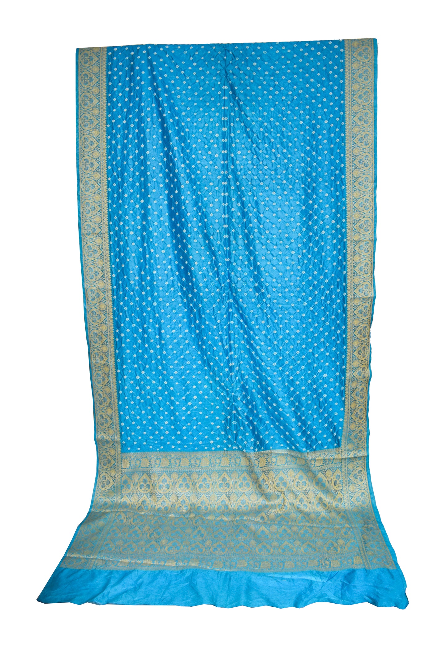 Bandhej ( Tie-Dye) Dupian Silk Designer Saree  with Nakshi Border  - 6 Mtr Length    -  SKU : ZD28B01A