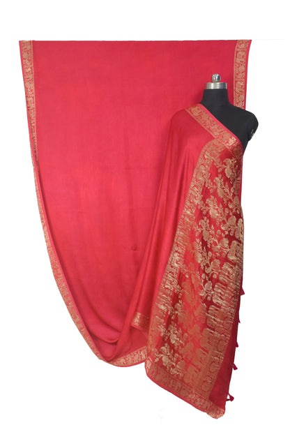 Plain Dyeing Modal Silk With Full Nakshi Border Saree with Tassels - With Blouse Piece - 5.5 Mtr Length    -  SKU : AI27A02A