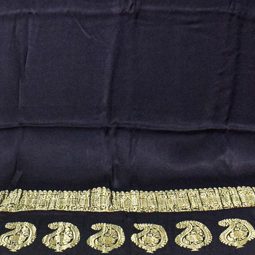 Plain Dyeing Modal Silk With Full Nakshi Border Saree with Tassels - With Blouse Piece - 5.5 Mtr Length    -  SKU : AI27A02L