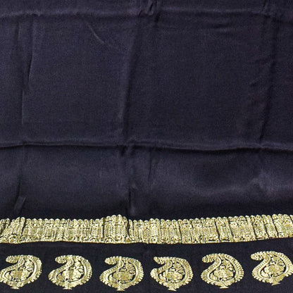 Plain Dyeing Modal Silk With Full Nakshi Border Saree with Tassels - With Blouse Piece - 5.5 Mtr Length    -  SKU : AI27A02L