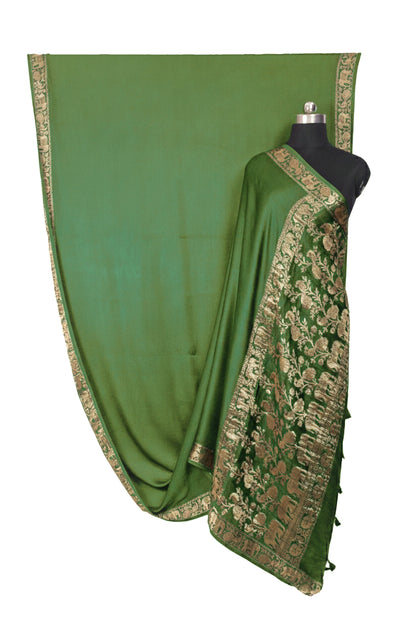 Plain Dyeing Modal Silk With Full Nakshi Border Saree with Tassels - With Blouse Piece - 5.5 Mtr Length    -  SKU : AI27A02F