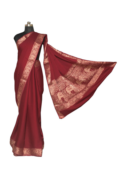 Plain Dyeing Modal Silk Designer Saree  with Nakshi Border  - With Blouse Piece - 6 Mtr Length    -  SKU : KK11C01D
