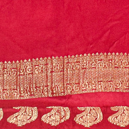 Plain Dyeing Modal Silk With Full Nakshi Border Saree with Tassels - With Blouse Piece - 5.5 Mtr Length    -  SKU : AI27A02H