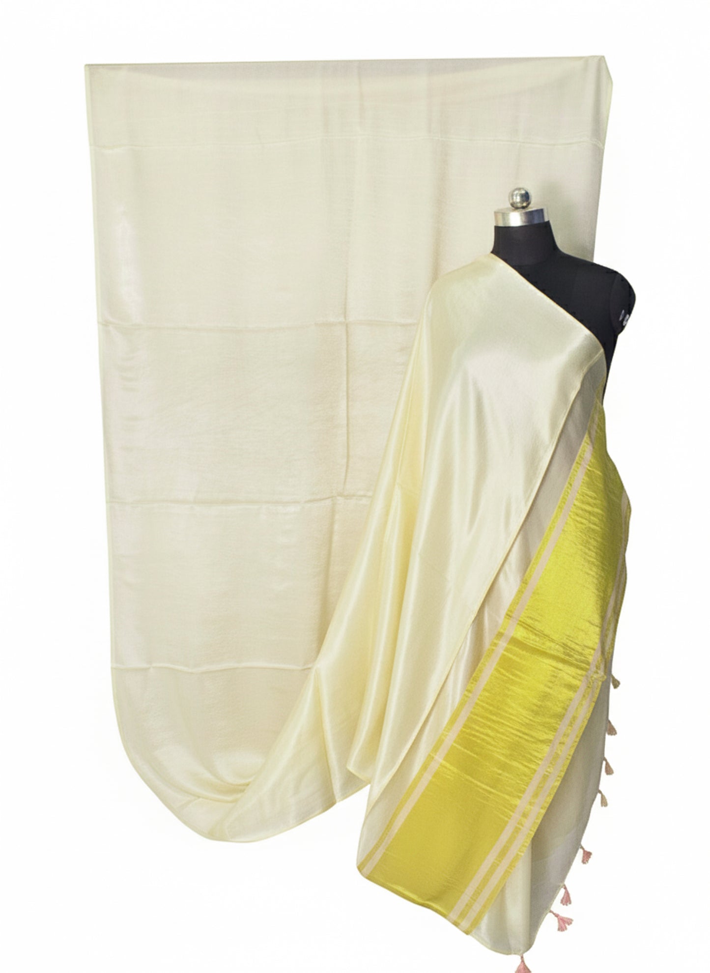 Plain Dyeing Modal Silk Golden Border Saree  - With Blouse Piece - 5.5 Mtr Length    -  SKU : 0071-CRGL
