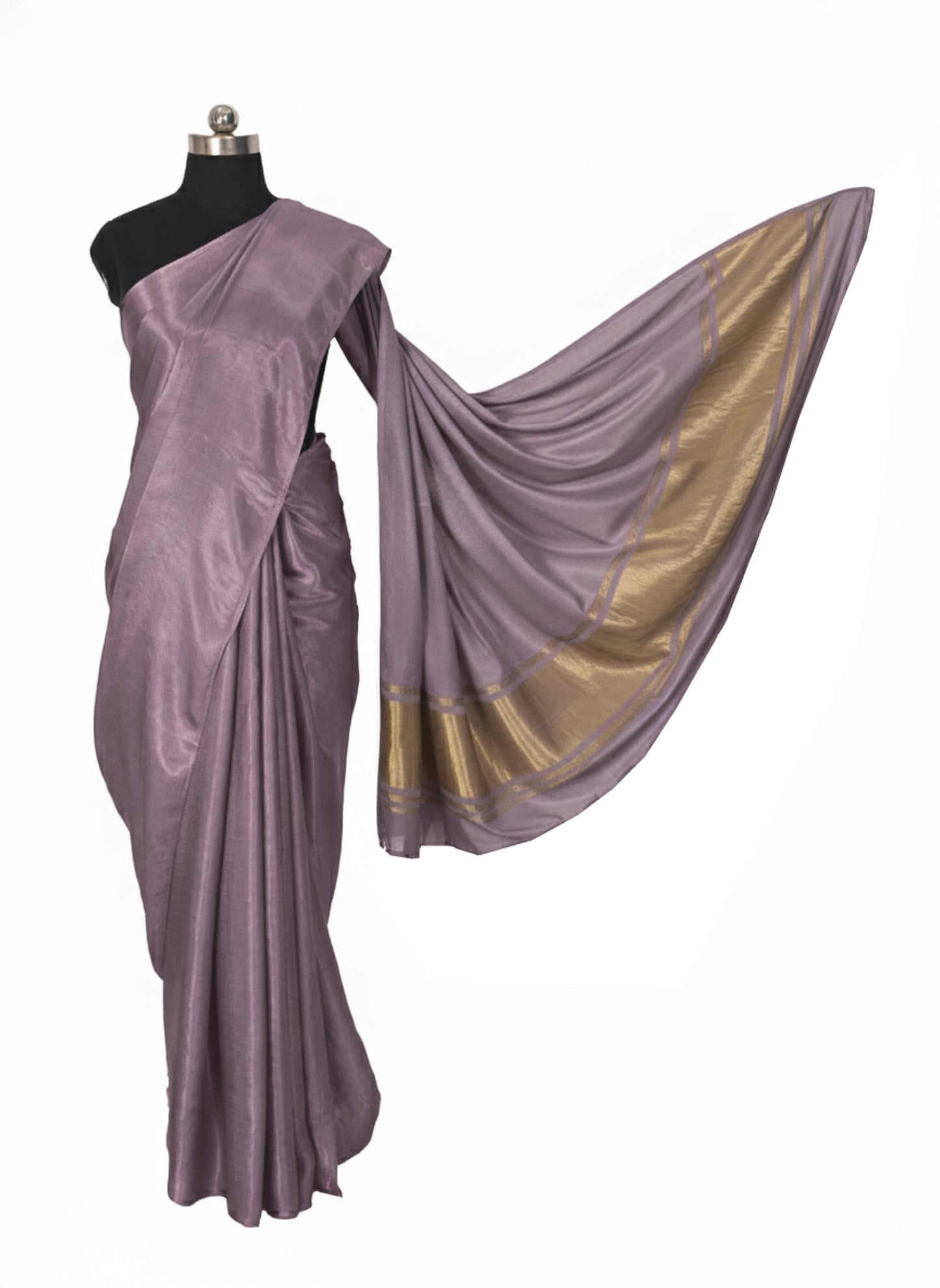 Plain Dyeing Modal Silk Golden Border Saree  - With Blouse Piece - 5.5 Mtr Length    -  SKU : 0071-MUMU