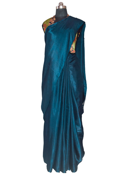 Plain Dyeing Modal Silk Plain Dyed Saree   with Golden Border  - 5.5 Mtr Length + 0.85 Mtr Blouse Piece    -  SKU : 0071