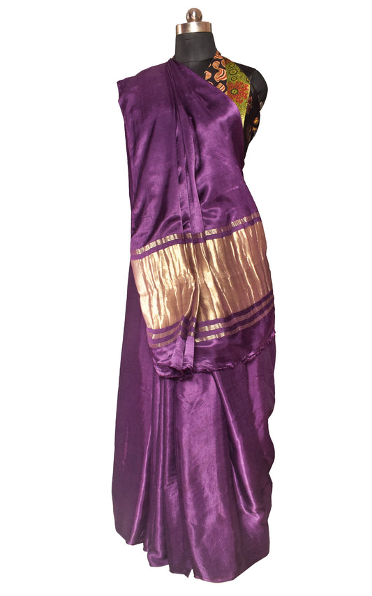 Plain Dyeing Modal Silk Plain Dyed Saree   with Golden Border  - 5.5 Mtr Length + 0.85 Mtr Blouse Piece    -  SKU : 0071