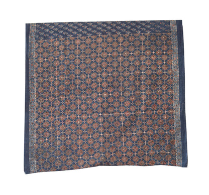 Ajrakh Mul Cotton Natural Dye Hand Block Print Saree  with Ajrakh Blouse Piece  - 6 Mtr Length    -  SKU : ID14C02R