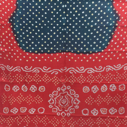 Bandhej [ Tie-Dye] Modal Silk Multi (Bandhej - Tie Dye) Pallu Saree with Golden Border - With Blouse Piece - 5.5 Mtr Length    -  SKU : ZD12A01A