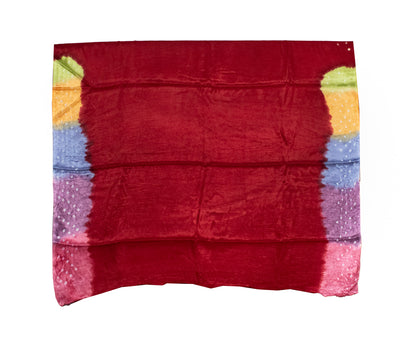 Bandhej ( Tie-Dye) Modal Silk Multi (Bandhej - Tie Dye) Pallu Saree with Golden Border - With Blouse Piece    -  SKU : KK19401I