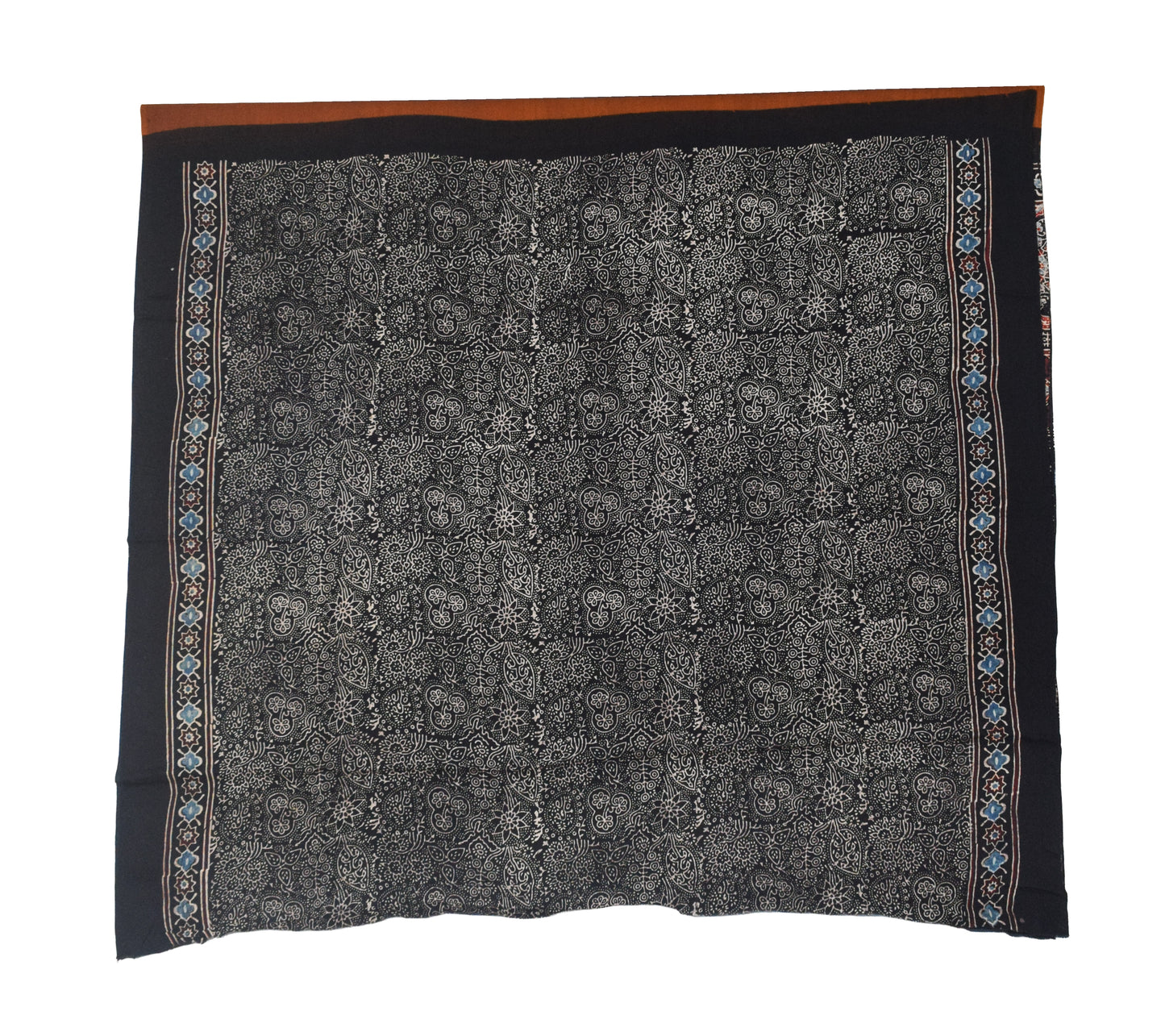 Plain Dyeing Modal Silk Part Natural Dye Half Ajrakh Hand Block Print Saree with Blouse Piece - 5.5 Mtr Length    -  SKU : 0095-RUBK