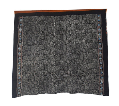 Plain Dyeing Modal Silk Part Natural Dye Half Ajrakh Hand Block Print Saree with Blouse Piece - 5.5 Mtr Length    -  SKU : 0095-RUBK