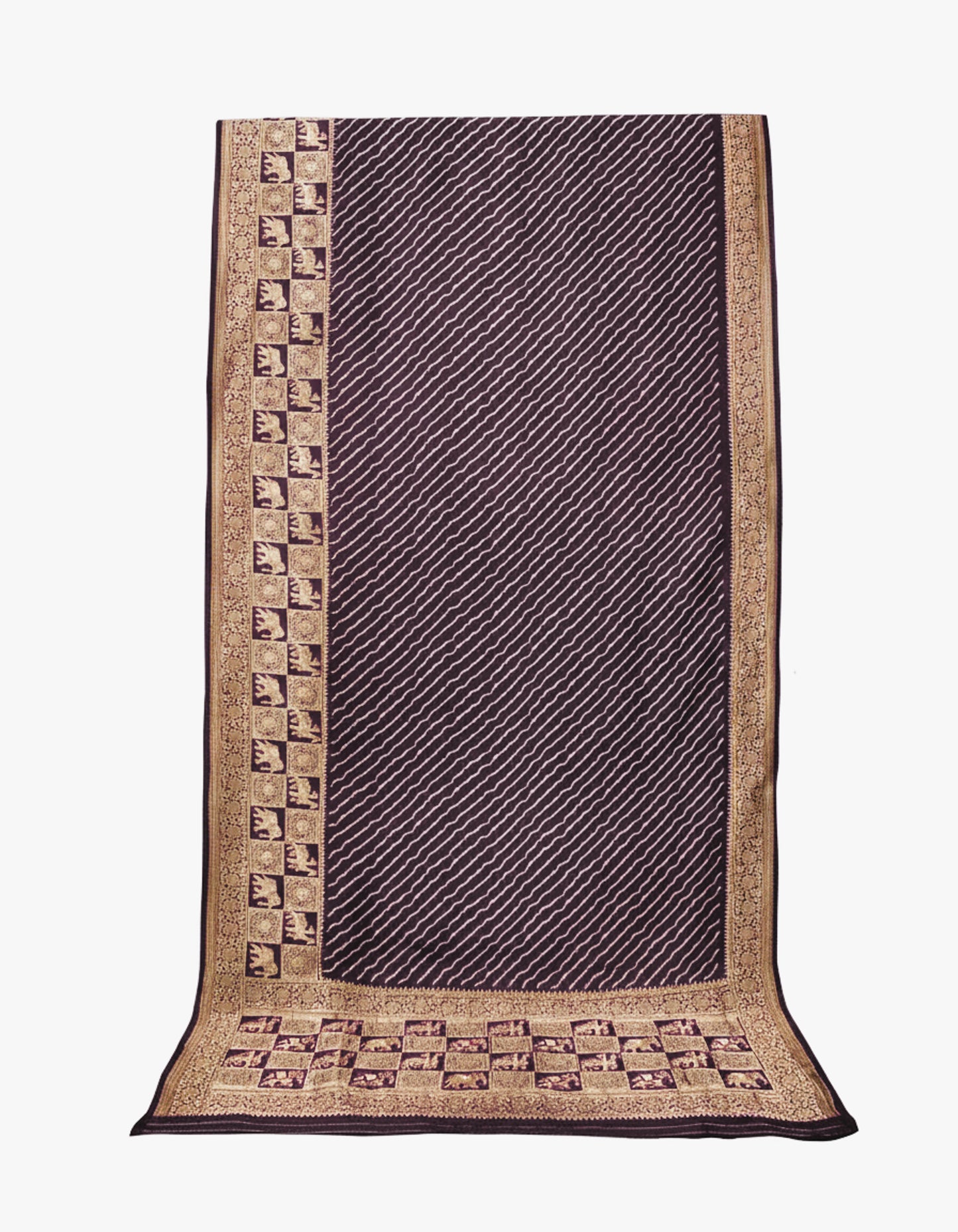 Laheryu Print Dola Silk With Full Nakshi Border Saree With Worked Blouse Piece - 5.5 Mtr Length    -  SKU : KK28901E