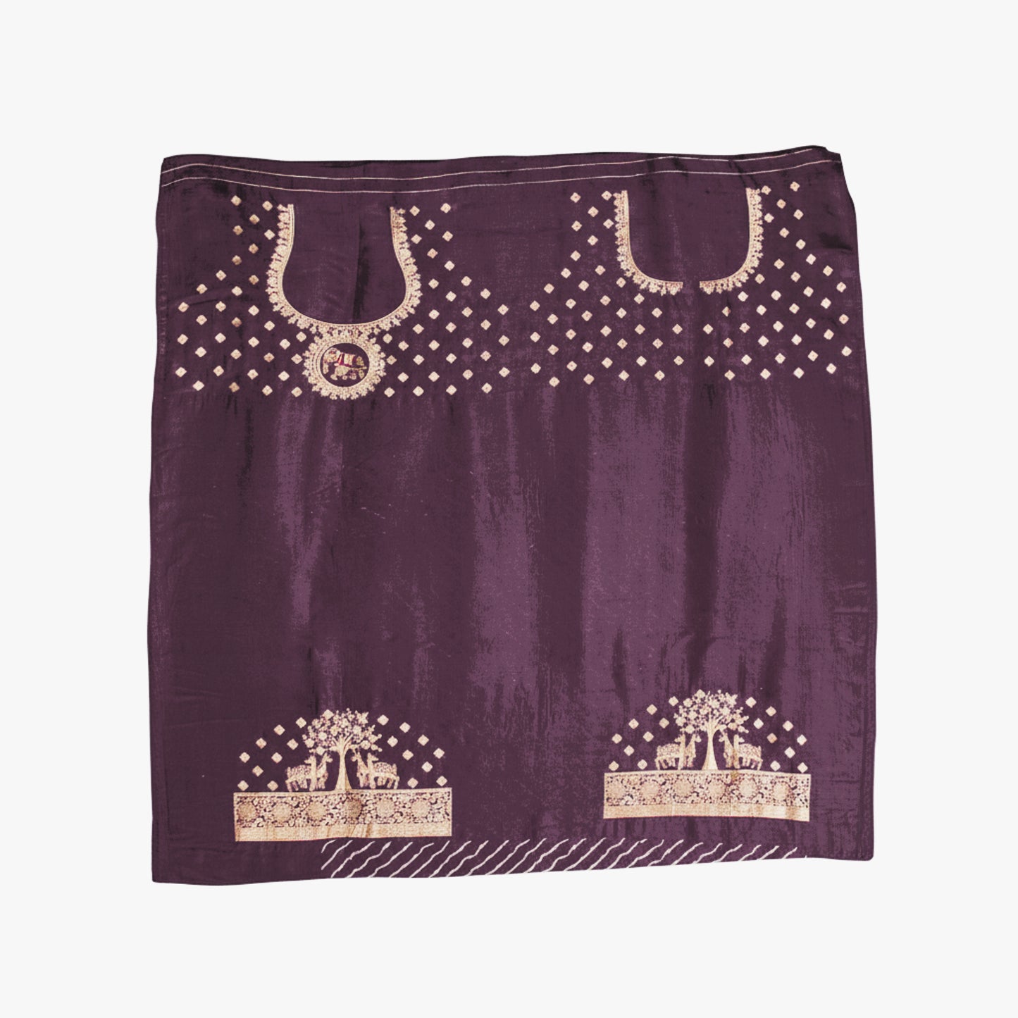 Laheryu Print Dola Silk With Full Nakshi Border Saree With Worked Blouse Piece - 5.5 Mtr Length    -  SKU : KK28901E