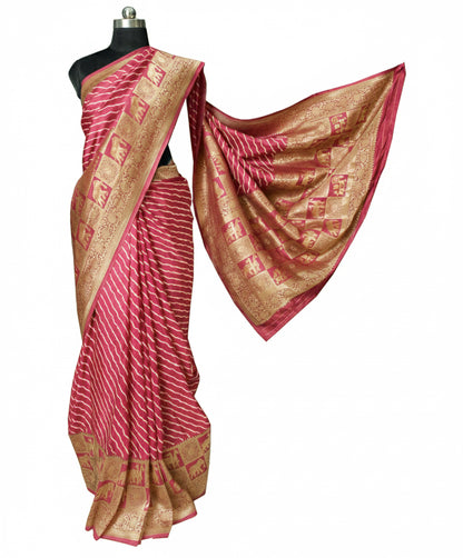 Laheryu Print Dola Silk With Full Nakshi Border Saree With Worked Blouse Piece - 5.5 Mtr Length    -  SKU : KK28901B