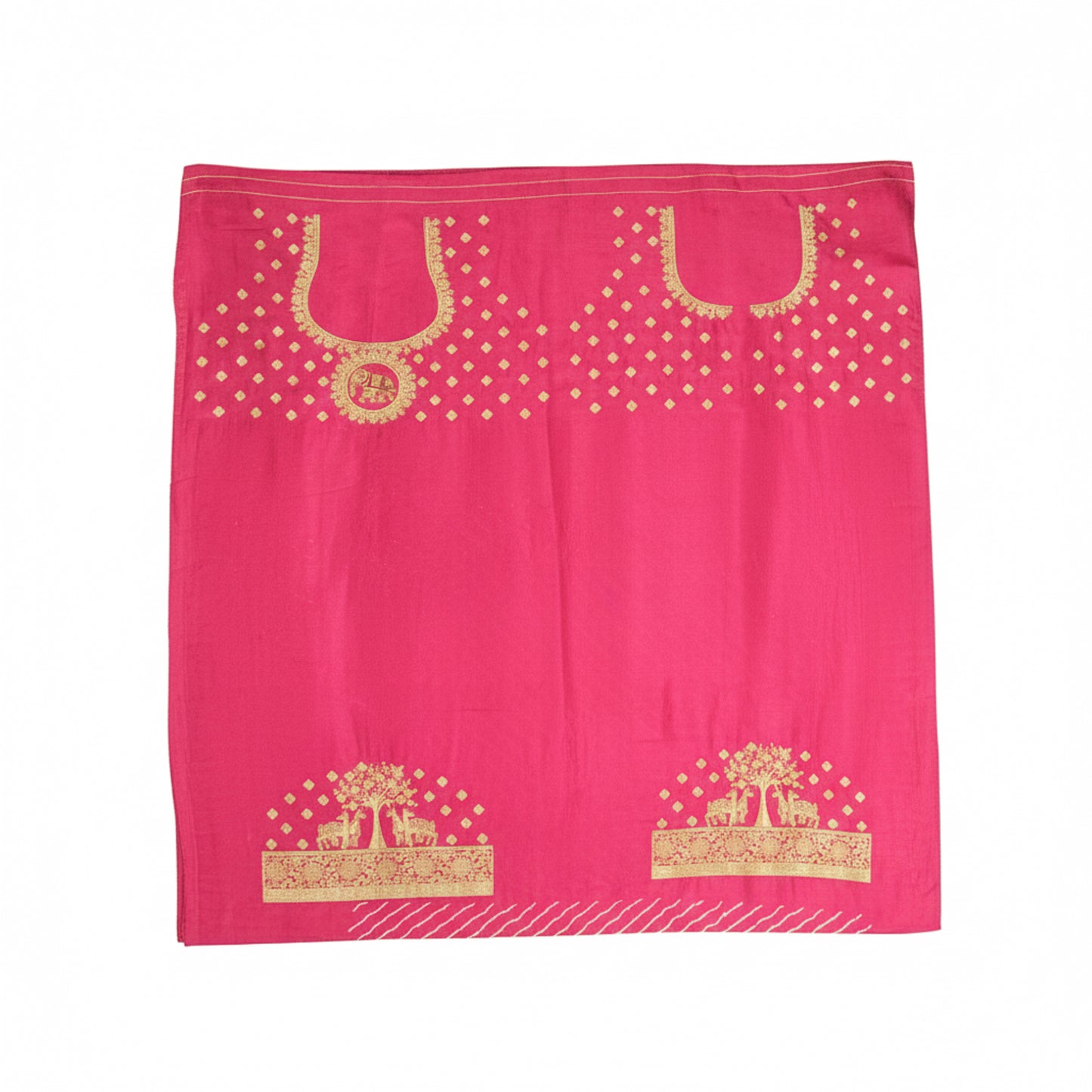 Laheryu Print Dola Silk With Full Nakshi Border Saree With Worked Blouse Piece - 5.5 Mtr Length    -  SKU : KK28901B