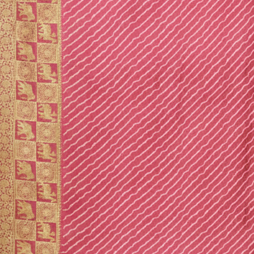 Laheryu Print Dola Silk With Full Nakshi Border Saree With Worked Blouse Piece - 5.5 Mtr Length    -  SKU : KK28901B
