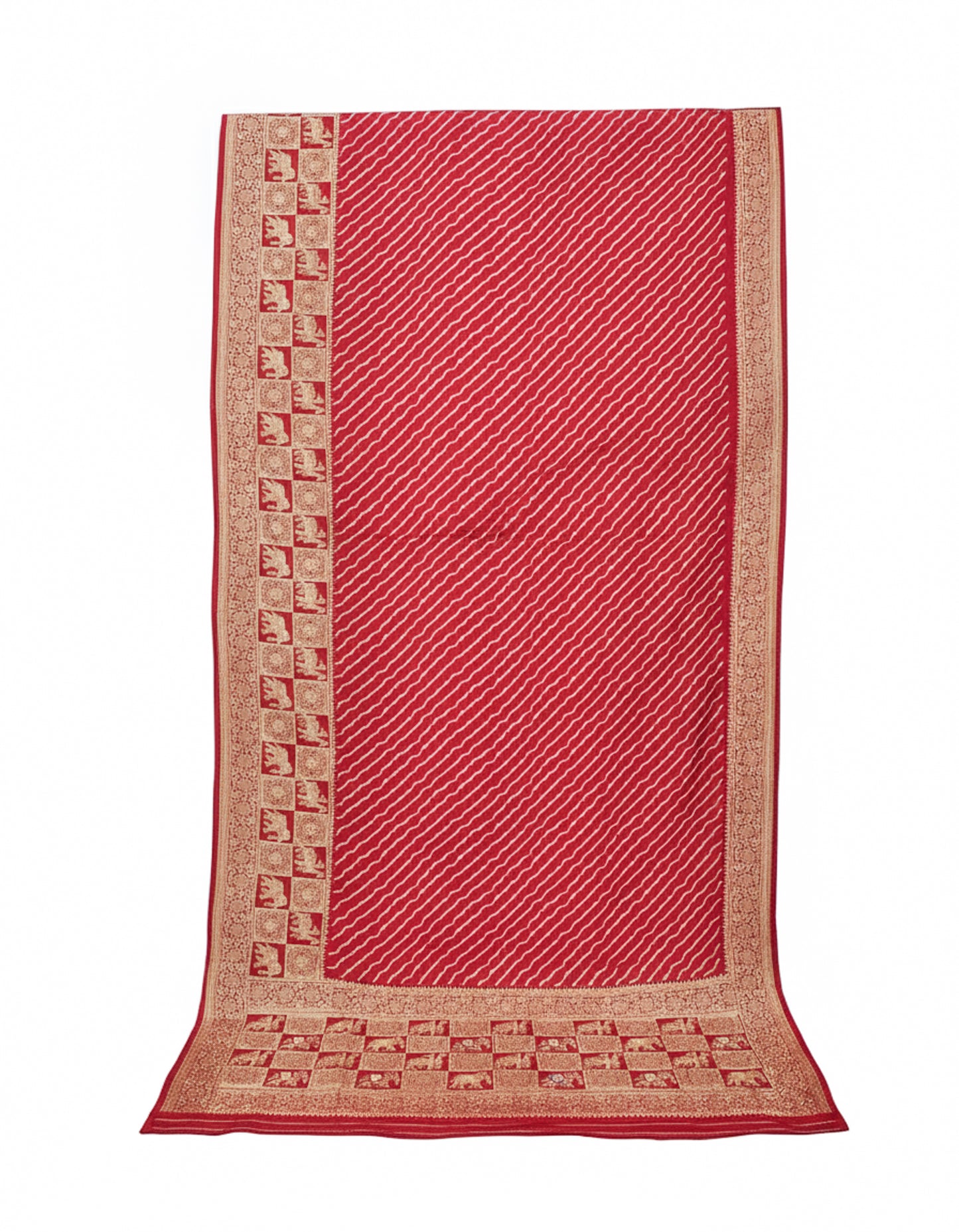 Laheryu Print Dola Silk With Full Nakshi Border Saree With Worked Blouse Piece - 5.5 Mtr Length    -  SKU : KK28901A