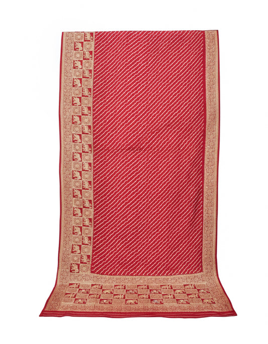 Laheryu Print Dola Silk With Full Nakshi Border Saree With Worked Blouse Piece - 5.5 Mtr Length    -  SKU : KK28901A