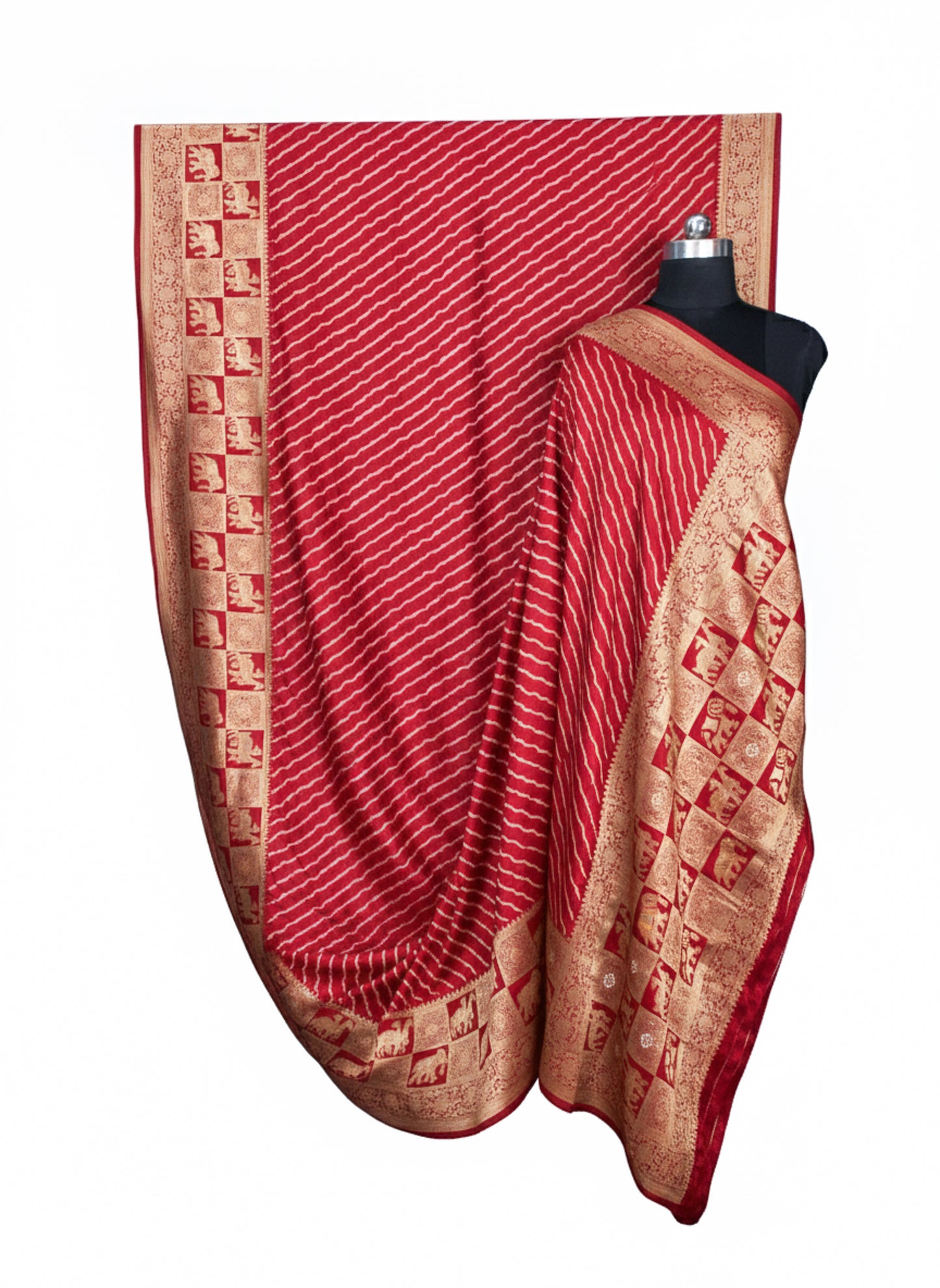 Laheryu Print Dola Silk With Full Nakshi Border Saree With Worked Blouse Piece - 5.5 Mtr Length    -  SKU : KK28901A