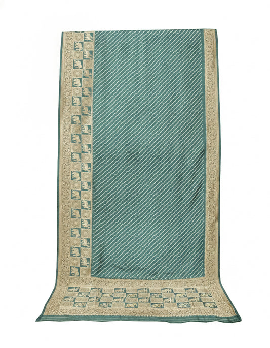 Laheryu Print Dola Silk With Full Nakshi Border Saree With Worked Blouse Piece - 5.5 Mtr Length    -  SKU : KK28901H