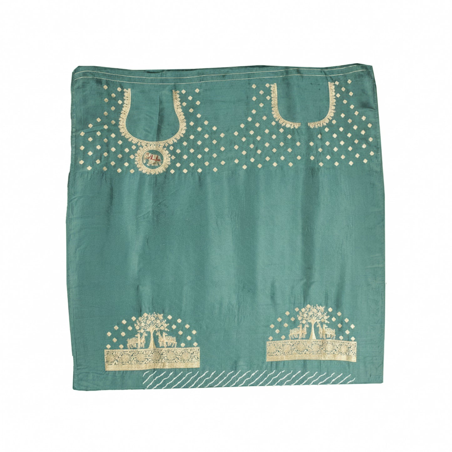 Laheryu Print Dola Silk With Full Nakshi Border Saree With Worked Blouse Piece - 5.5 Mtr Length    -  SKU : KK28901H