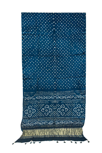 Bandhej [ Tie-Dye] Modal Silk Saree with Golden Border - With Blouse Piece - 5.5 Mtr Length    -  SKU : ZD26C01B