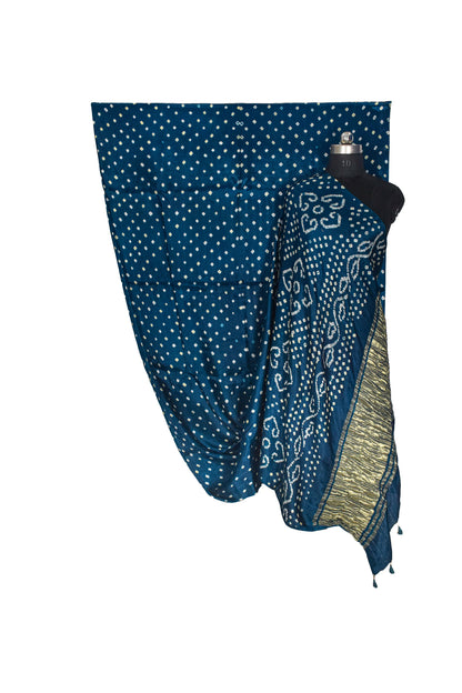 Bandhej [ Tie-Dye] Modal Silk Saree with Golden Border - With Blouse Piece - 5.5 Mtr Length    -  SKU : ZD26C01B