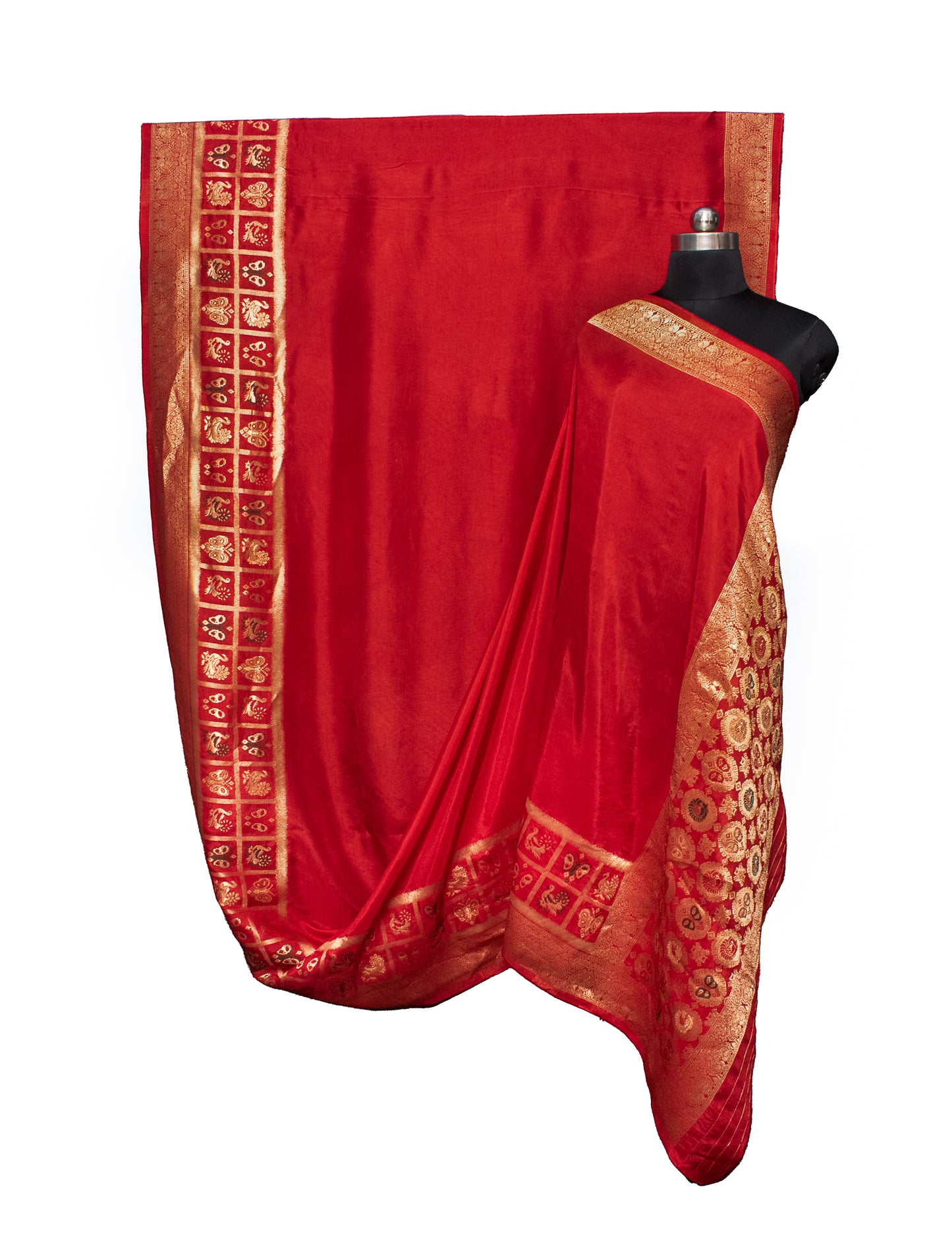 Plain Dyeing Dola Silk With Full Nakshi Border Saree with Blouse Piece - 6 Mtr Length    -  SKU : KK13A01M