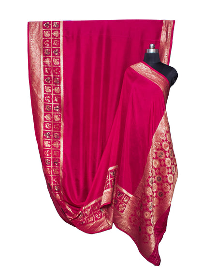 Plain Dyeing Dola Silk With Full Nakshi Border Saree with Blouse Piece - 6 Mtr Length    -  SKU : KK13A01G