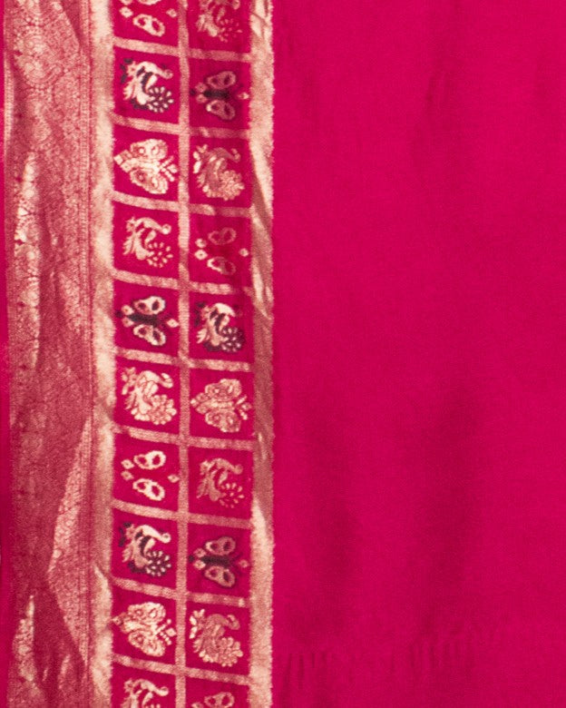 Plain Dyeing Dola Silk With Full Nakshi Border Saree with Blouse Piece - 6 Mtr Length    -  SKU : KK13A01G