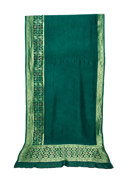 Plain Dyeing Dola Silk With Full Nakshi Border Saree with Blouse Piece - 6 Mtr Length    -  SKU : KK13A01F