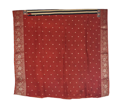 Ajrakh Dola Silk Natural Dye Hand Block Print Saree With Full nakshi Border & Pallu - With Blouse Piece - 5.5 Mtr Length    -  SKU : KK30401B