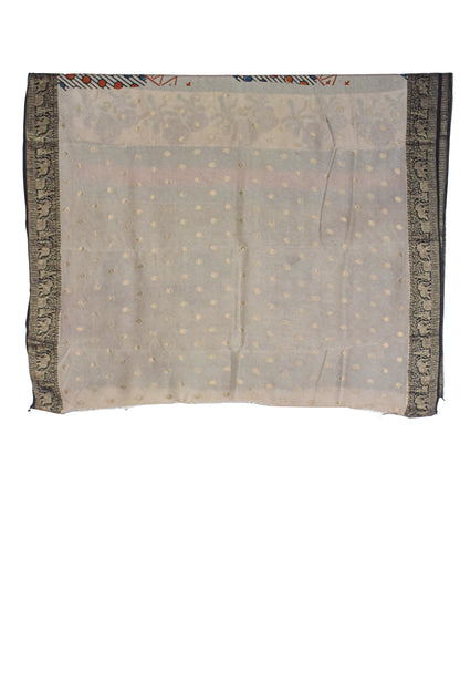 Ajrakh Dola Silk Natural Dye Hand Block Print Saree With Full nakshi Border & Pallu - With Blouse Piece - 5.5 Mtr Length    -  SKU : KK22701B