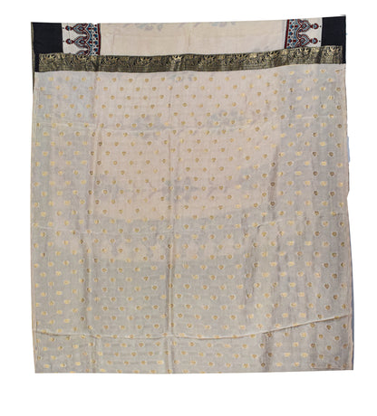 Ajrakh Dola Silk Natural Dye Hand Block Print Saree With Full nakshi Border & Pallu - With Blouse Piece - 5.5 Mtr Length    -  SKU : KK22701C