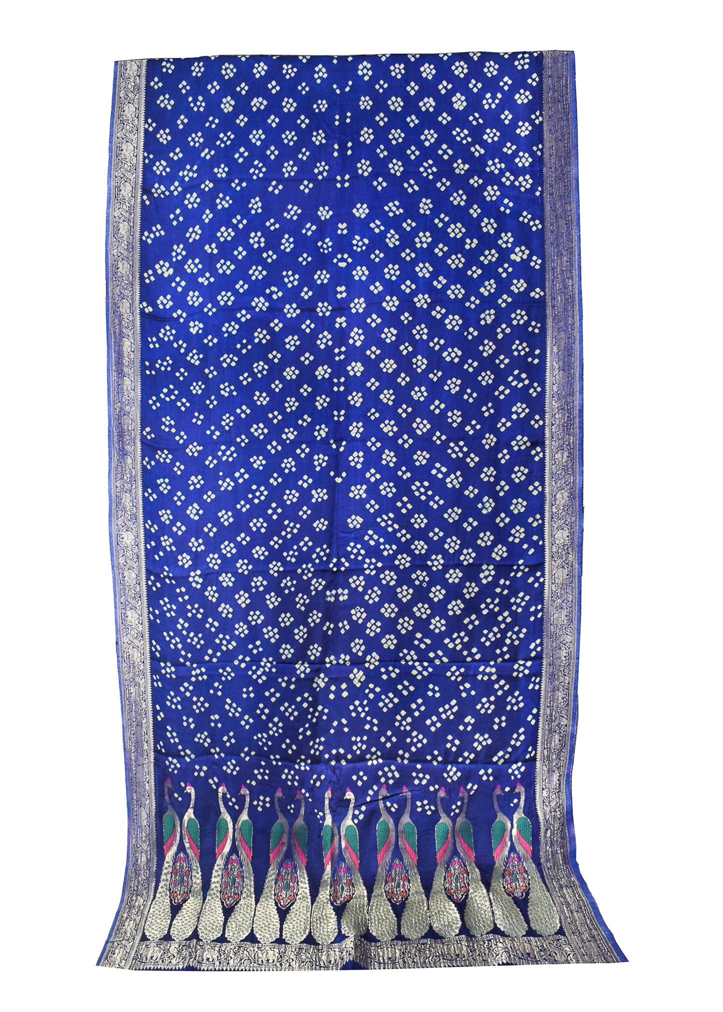 Bandhej [ Tie-Dye] Modal Silk Rai ( Fine) Bandhej Saree With Full nakshi Border & Pallu - 5.5 Mtr Length + 0.85 Mtr Blouse Piece    -  SKU : ZD11B01C