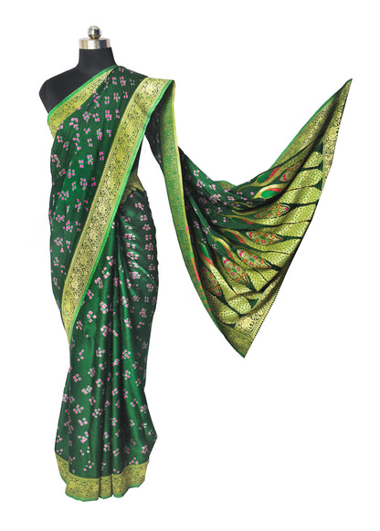 Bandhej [ Tie-Dye] Modal Silk Rai ( Fine) Bandhej Saree With Full nakshi Border & Pallu - 5.5 Mtr Length + 0.85 Mtr Blouse Piece    -  SKU : ZD11B01B