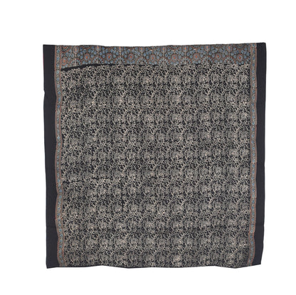 Ajrakh Modal Silk Part Natural Dye Half Plain Dyeing Hand Block Print Saree with Blouse Piece - 5.5 Mtr Length   -  SKU : ZD27701G