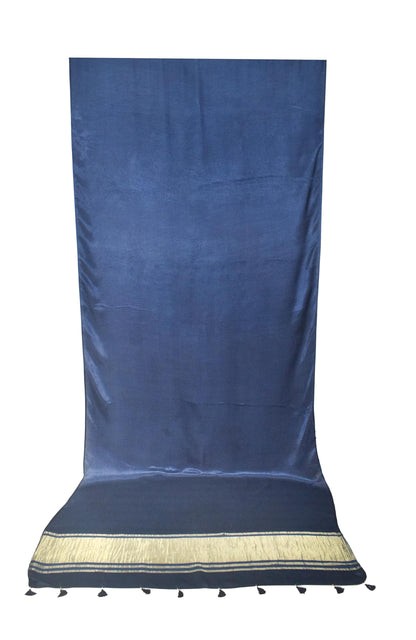 Plain Dyeing Modal Silk Golden Border Saree with Tassels - With Blouse Piece - 5.5 Mtr Length    -  SKU : AI04102D