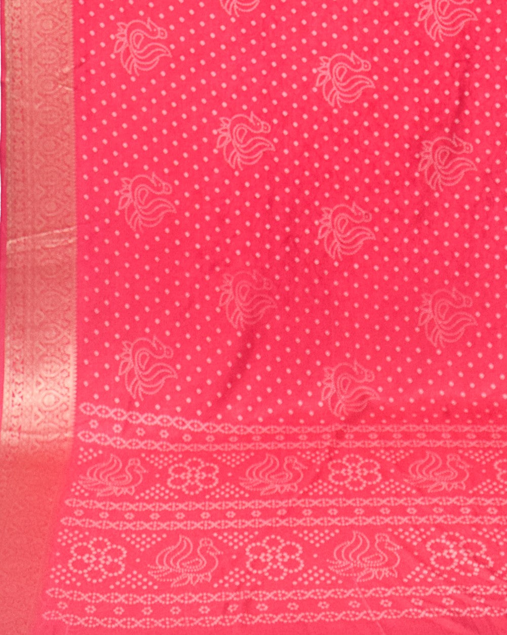 Bandhej Print Linen Nakshi Border Saree  - 5.5 Mtr Length    -  SKU : ZD22101D