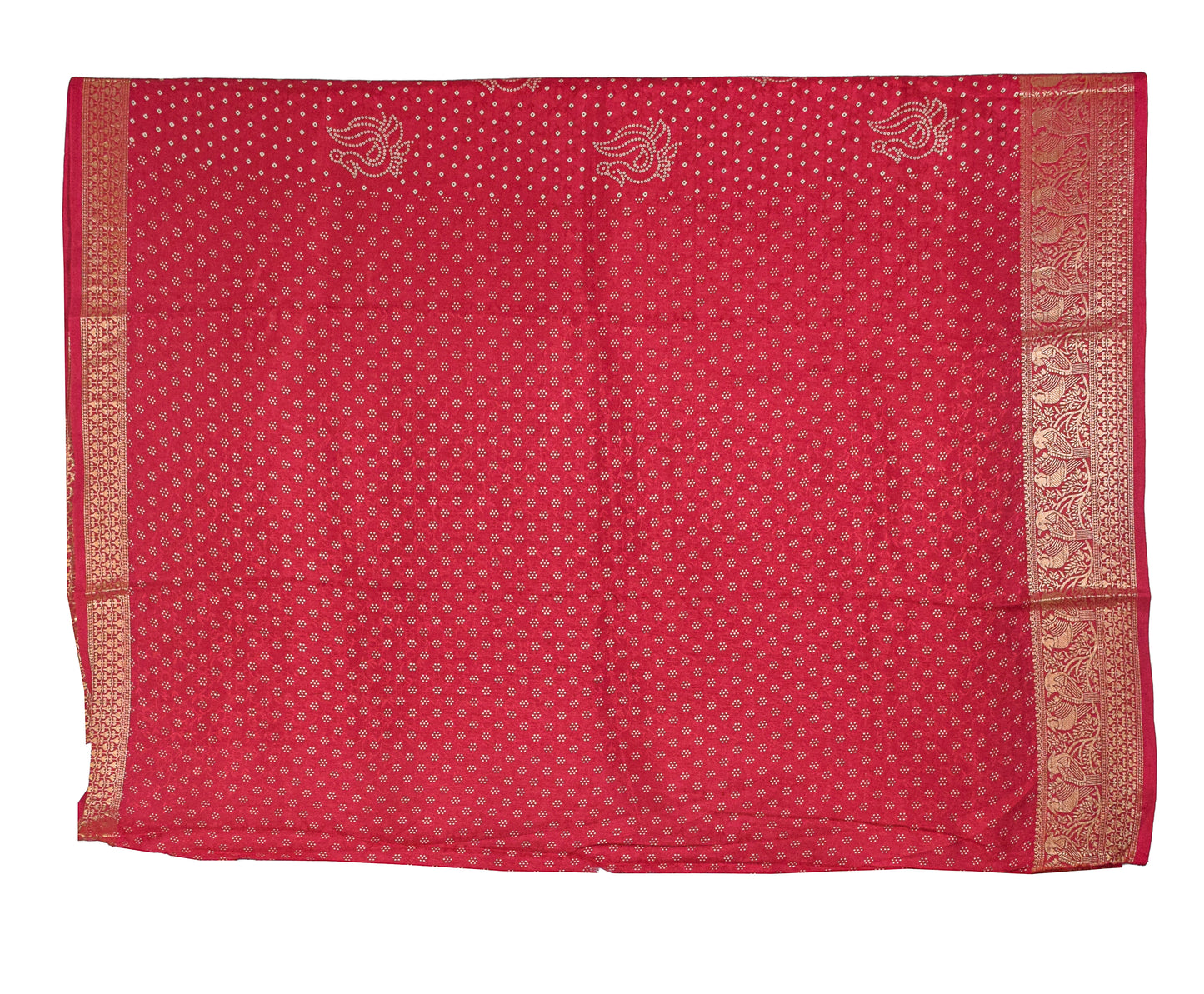 Bandhej Print Linen Nakshi Border Saree  - 5.5 Mtr Length    -  SKU : ZD22101C