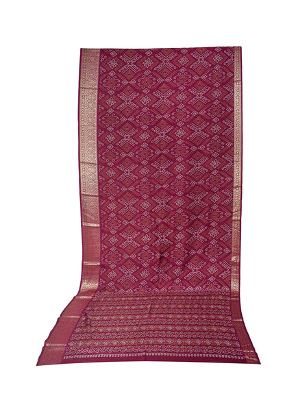 Bandhej Print Linen Nakshi Border Saree  - 5.5 Mtr Length    -  SKU : ZD22101A